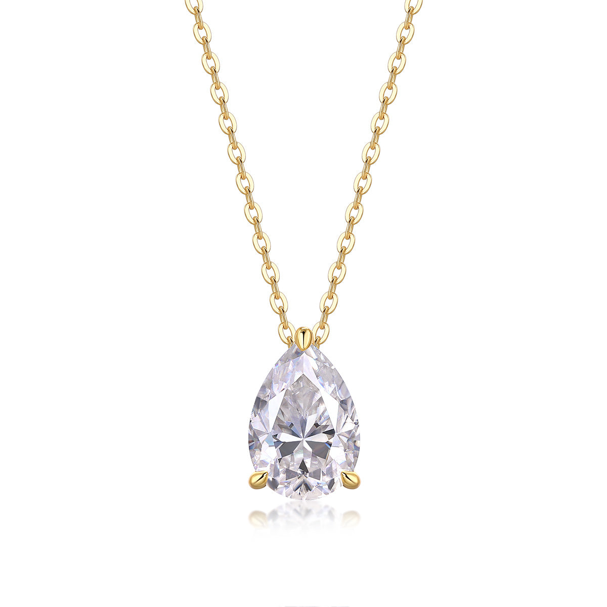 Under The Moon Necklace With Pear-shaped Moissanite S925 Sterling Silver And Gold Plating