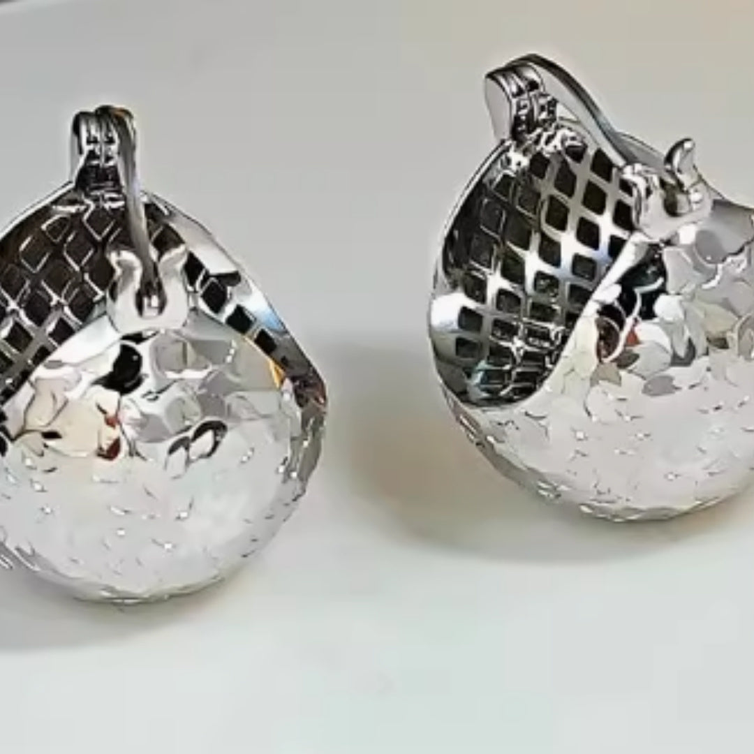 925 Sterling Silver Three-dimensional Women's Earrings With Buckle And Fabric Style