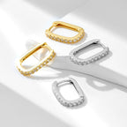 S925 Sterling Silver Oval Zircon Earrings Ear Clip Women