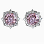 Purple  Flower Earrings 925 Silver Inlaid With High Carbon Diamonds